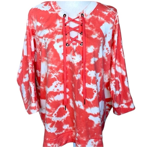 French Laundry Sweatshirt Project Plus Size Lace Front Sweatshirt 3/4 Sleeve 2X - Picture 1 of 11